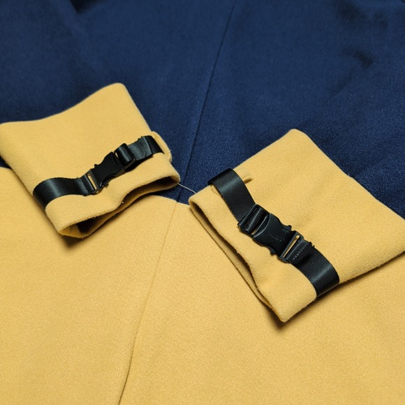 HUDSON Outerwear Atelier Wool Pea Coat Mens 3XL Navy Tan Color Block Silk Lined - Picture 5 of 9